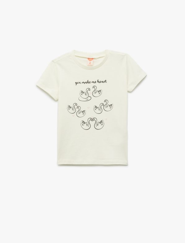 Girls' Cotton Printed Short Sleeve Crew Neck T-Shirt Set