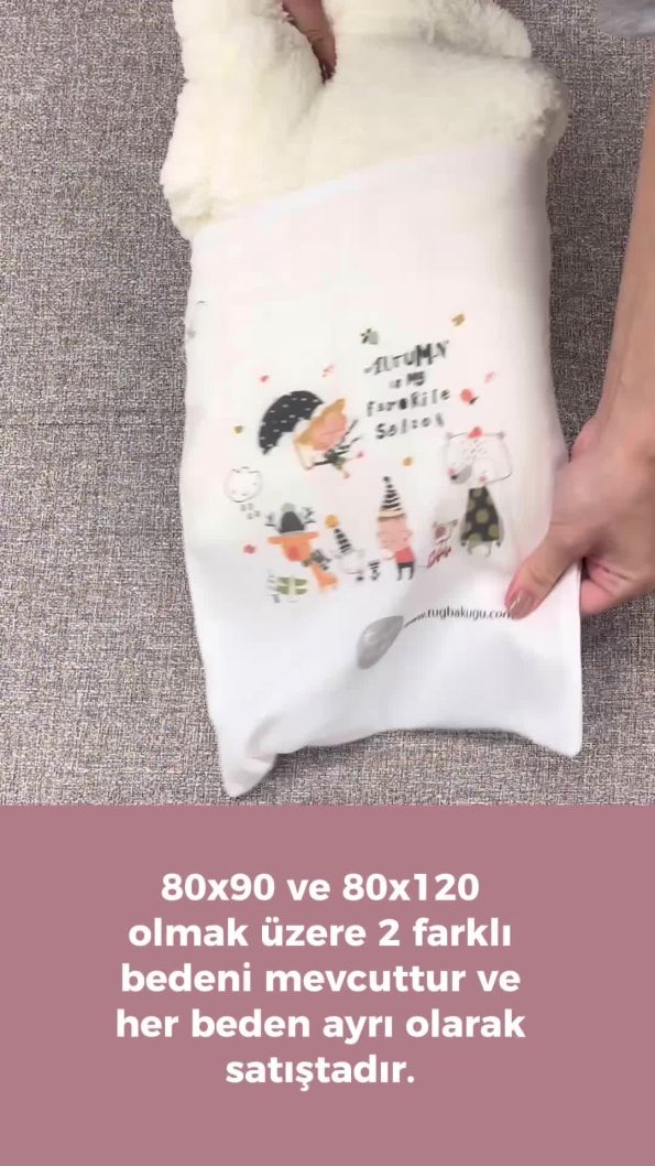 Tuğba Swan Plush Reversible Blanket - Floral Antler Deer