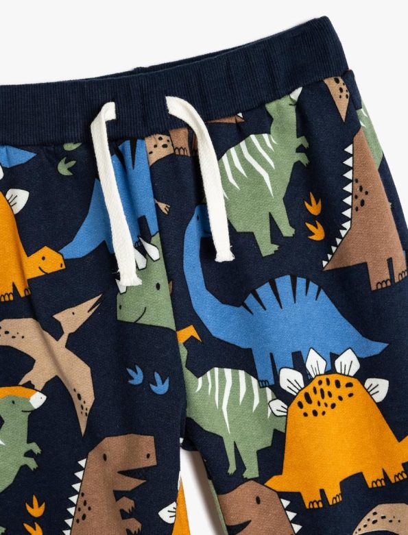 Boys' Dino Print Fleece Lined Jogger Pants with Drawstring