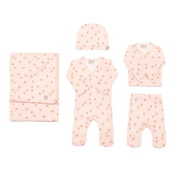 Newborn Organic Cotton Hospital Outfit Set 5 Pieces Pink