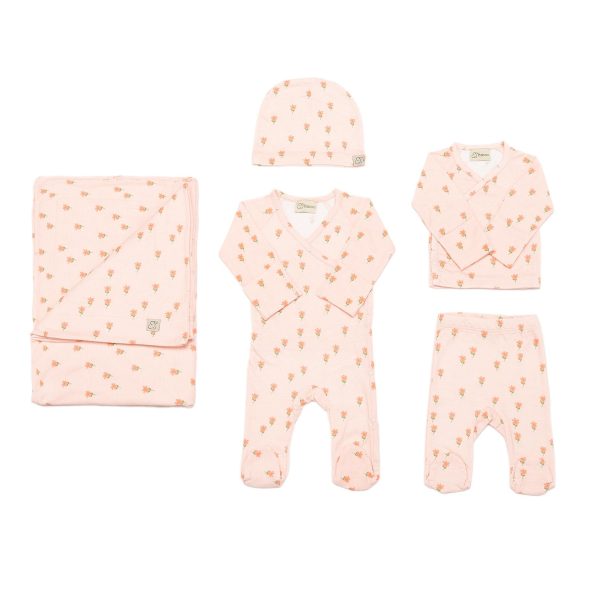 Newborn Organic Cotton Hospital Outfit Set 5 Pieces Pink