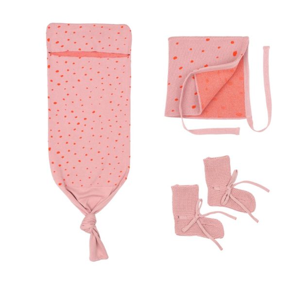 Pink Swaddle Blanket Hat Booties Gift Set