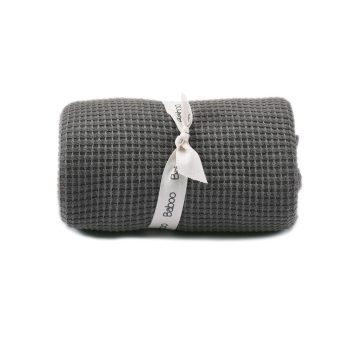 Waffle Organic Cotton Baby Blanket Gray