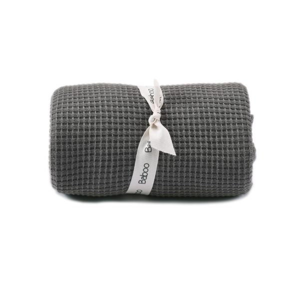 Waffle Organic Cotton Baby Blanket Gray