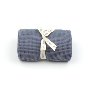 Waffle Organic Cotton Baby Blanket Blue