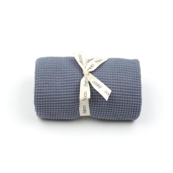 Waffle Organic Cotton Baby Blanket Blue
