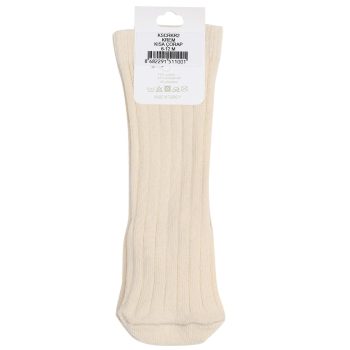 Knee-High Short Organic Cotton Baby and Children's Socks Cream