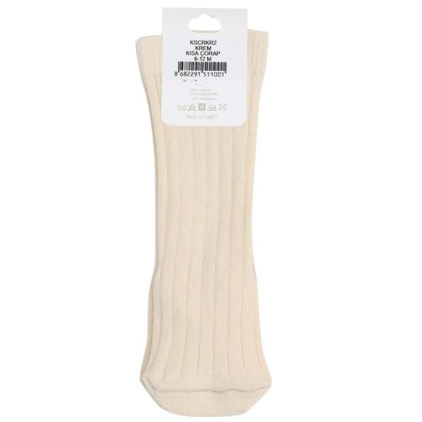 Knee-High Short Organic Cotton Baby and Children's Socks Cream