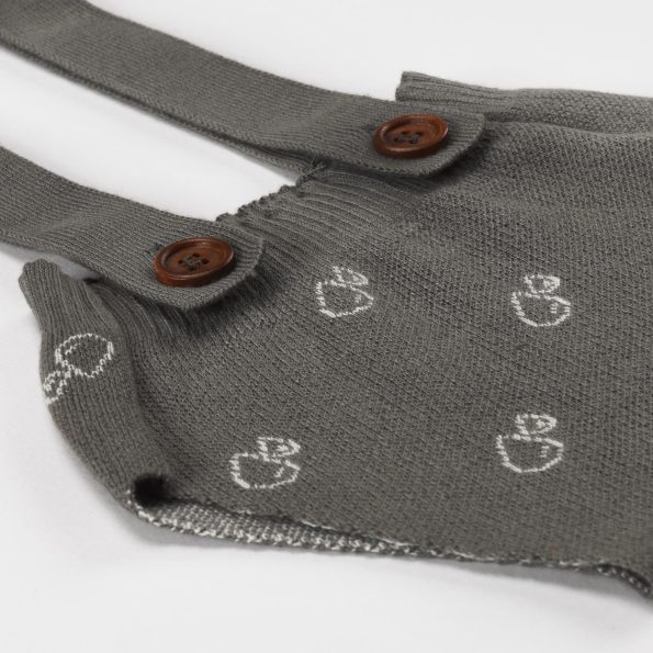 Organic Cotton Knitted Baby Romper with Feet Gray