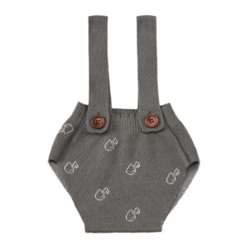 Organic Cotton Knitted Baby Romper with Feet Gray