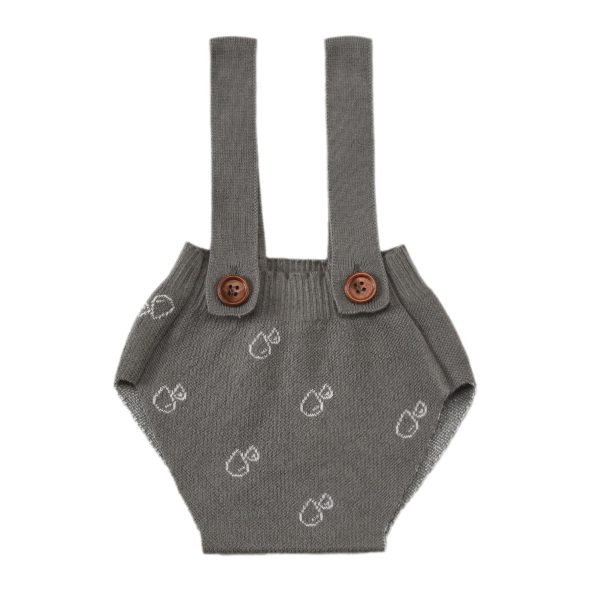 Organic Cotton Knitted Baby Romper with Feet Gray