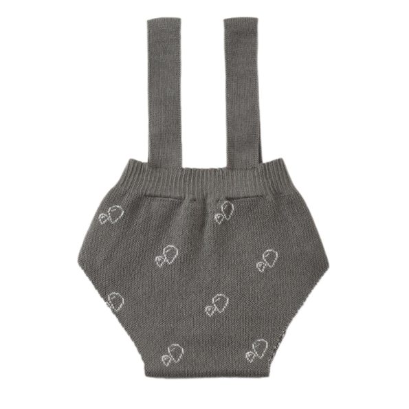 Organic Cotton Knitted Baby Romper with Feet Gray