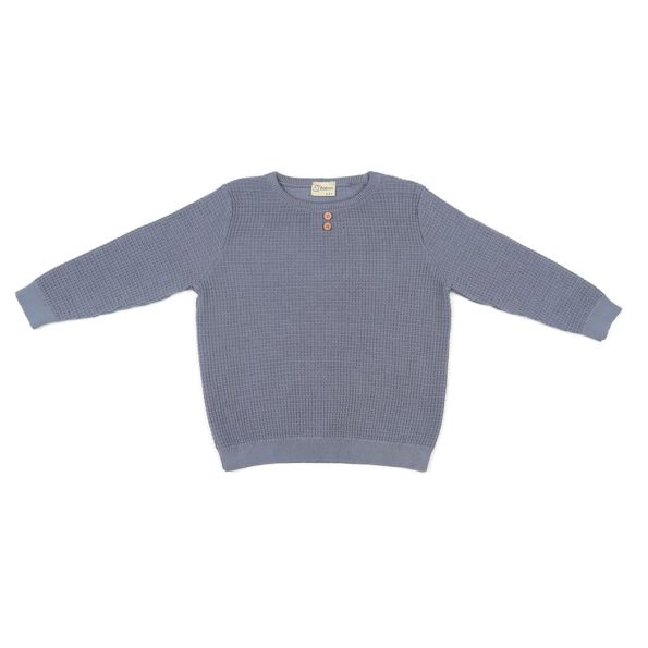 Waffle Organic Cotton Kids' Top and Bottom Set Blue