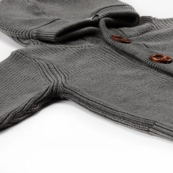 Hooded Organic Cotton Baby and Kids Cardigan Grey