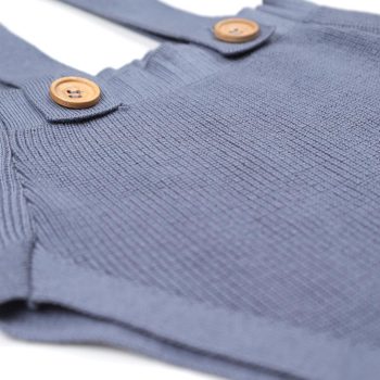 Organic Cotton Knitted Baby Romper Blue