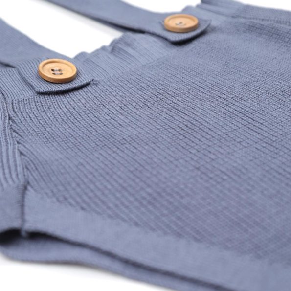 Organic Cotton Knitted Baby Romper Blue