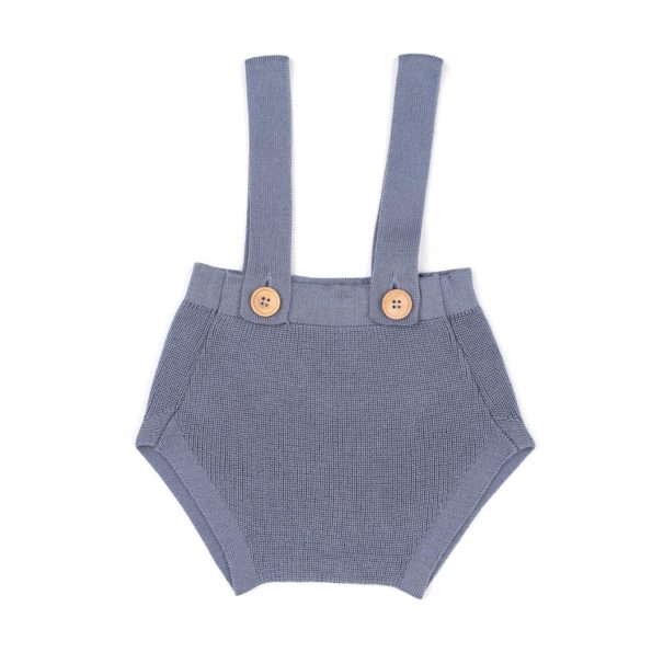 Organic Cotton Knitted Baby Romper Blue