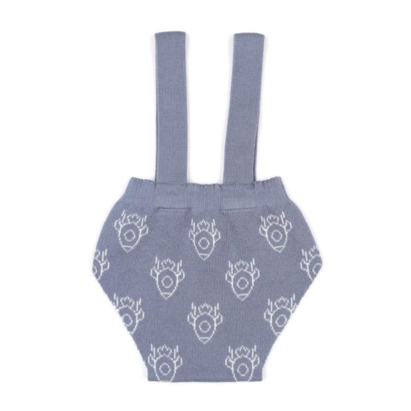 Organic Cotton Knitted Baby Romper with Footies in Blue