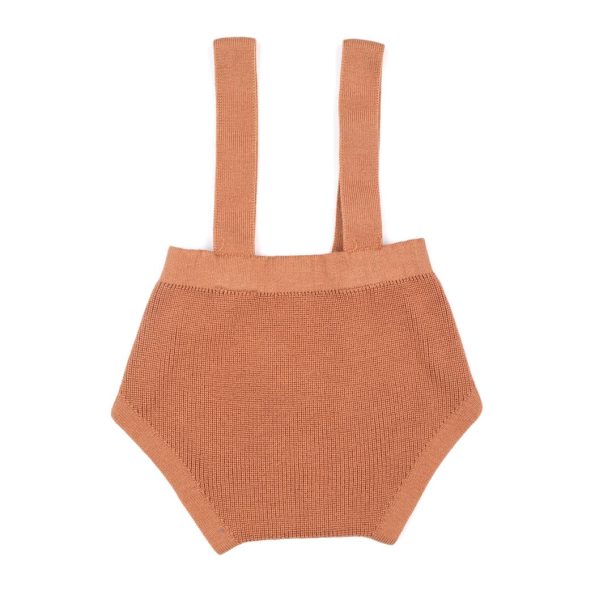 Organic Cotton Knitted Baby Romper with Pants Brown
