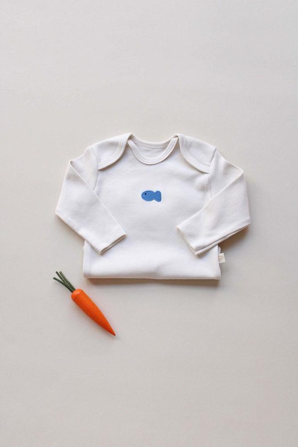 Fish Embroidered Long Sleeve Bodysuit