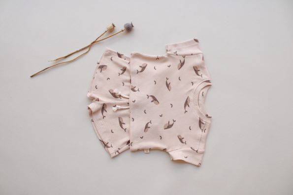 Whale Print Ribbed Shorts Set