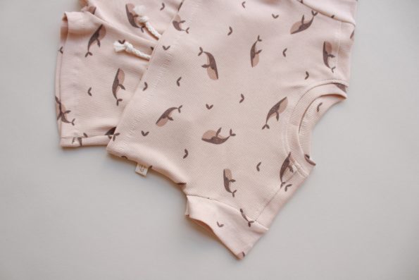 Whale Print Ribbed Shorts Set