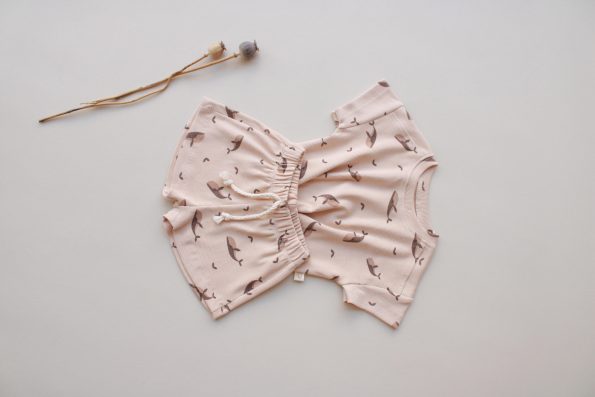 Whale Print Ribbed Shorts Set