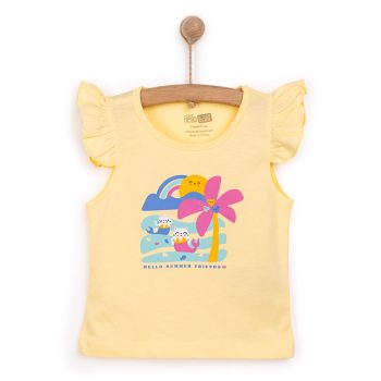 Girls' Basic T-Shirt with Round Neck in Yellow