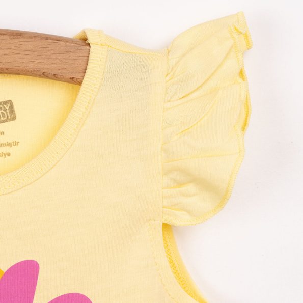 Girls' Basic T-Shirt with Round Neck in Yellow