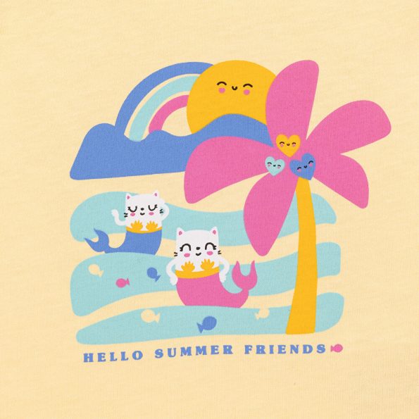 Girls' Basic T-Shirt with Round Neck in Yellow