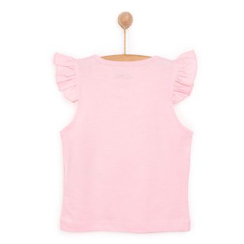 Baby Girl Basic T-Shirt with Round Neck and Sleeves in Pink
