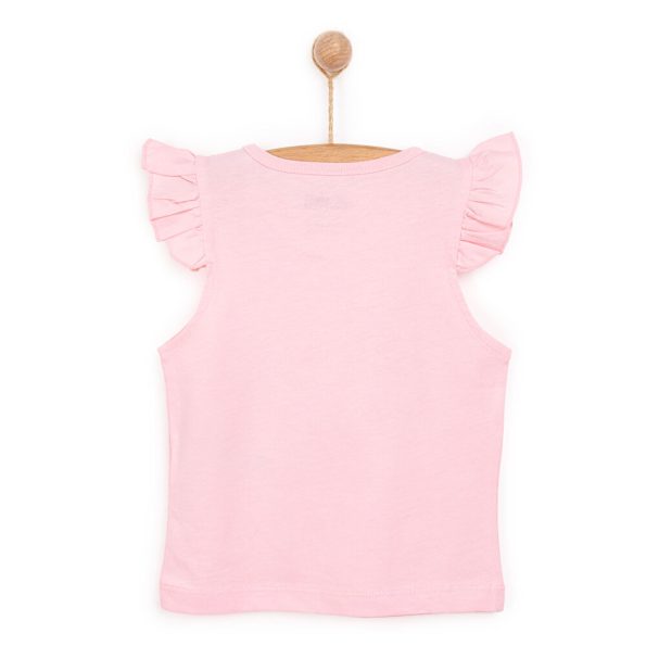Baby Girl Basic T-Shirt with Round Neck and Sleeves in Pink