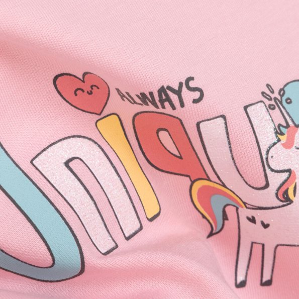 Baby Girl Basic T-Shirt with Round Neck and Sleeves in Pink