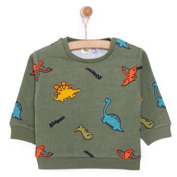 Boys' Dinosaur Print Long Sleeve Sweatshirt with Snap Buttons