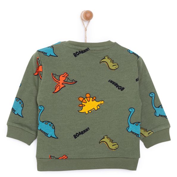 Boys' Dinosaur Print Long Sleeve Sweatshirt with Snap Buttons