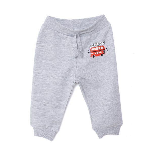 Boys' Gray Melange Sweatpants with Ribbed Cuffs