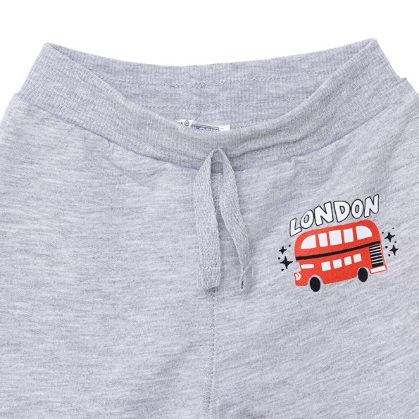 Boys' Gray Melange Sweatpants with Ribbed Cuffs