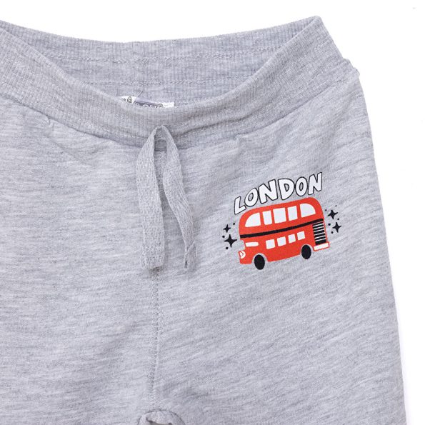 Boys' Gray Melange Sweatpants with Ribbed Cuffs