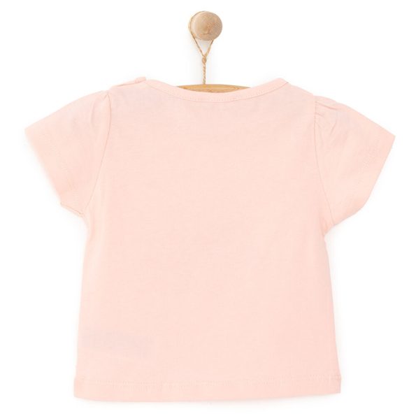 Baby Girl Basic T-shirt with Ice Cream Cart Print in Light Pink