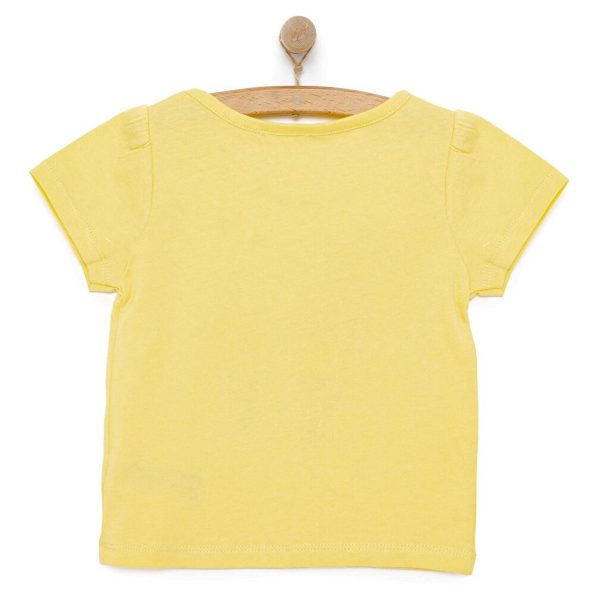 Girls' Basic T-Shirt with Ice Cream Print Yellow