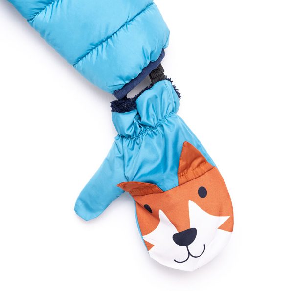 Boys' Basic Fox Patterned Jacket with Gloves in Blue