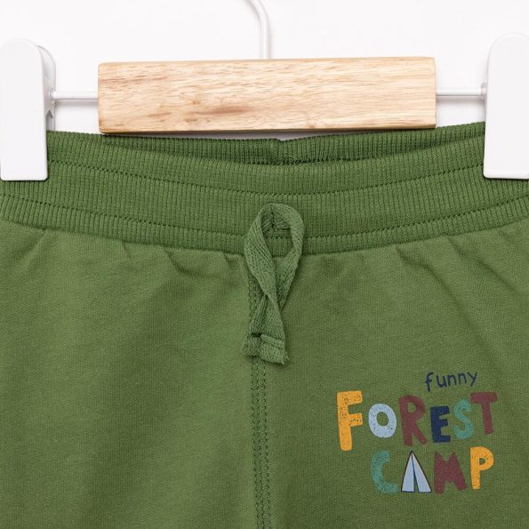 Boys' Basic Green Sweatpants with Ribbed Cuffs