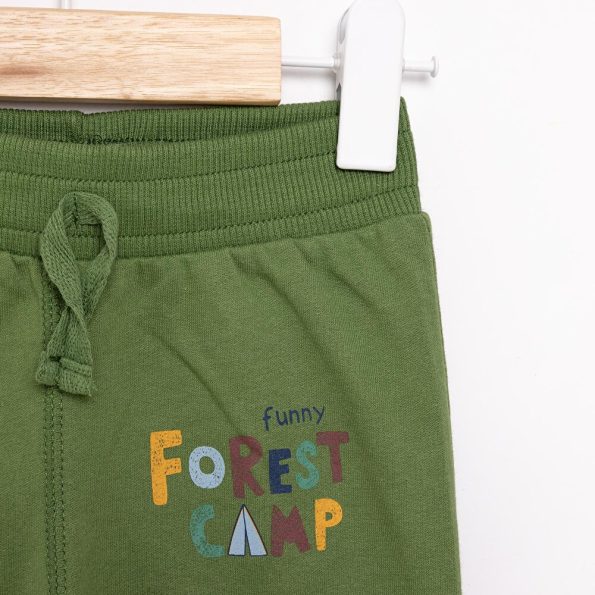 Boys' Basic Green Sweatpants with Ribbed Cuffs