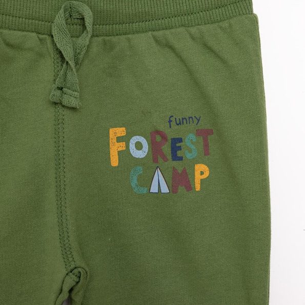 Boys' Basic Green Sweatpants with Ribbed Cuffs