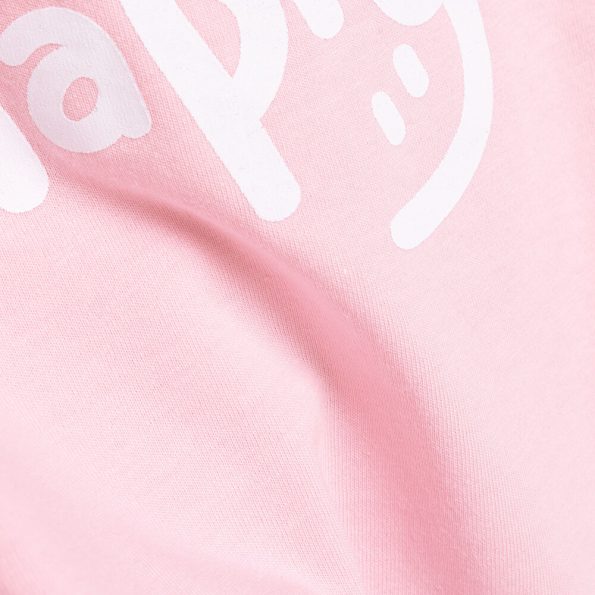Girls' Basic T-Shirt and Shorts Set - Be Happy Design in Light Pink