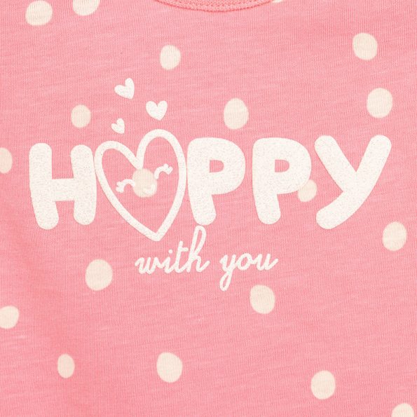 Girls' Basic Happy Polka Dot T-Shirt in Dark Pink