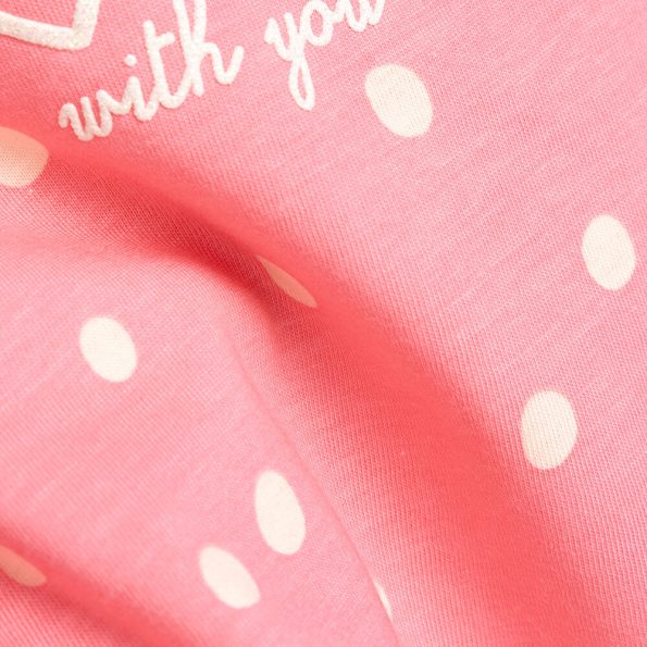 Girls' Basic Happy Polka Dot T-Shirt in Dark Pink