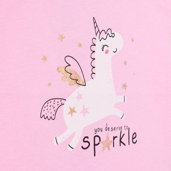 Girls' Unicorn Print Basic T-Shirt