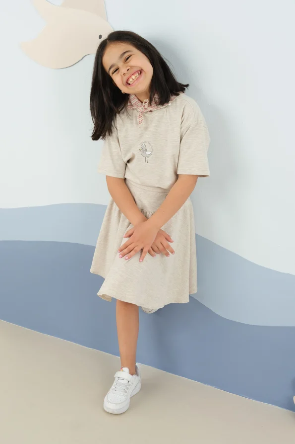 Printed Skirt Set in Brown