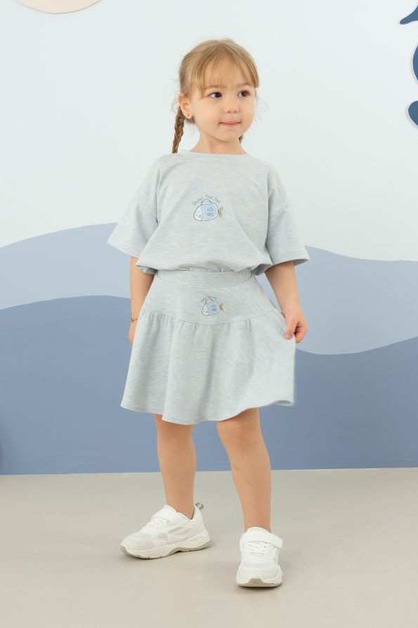 Printed Skirt Set Blue